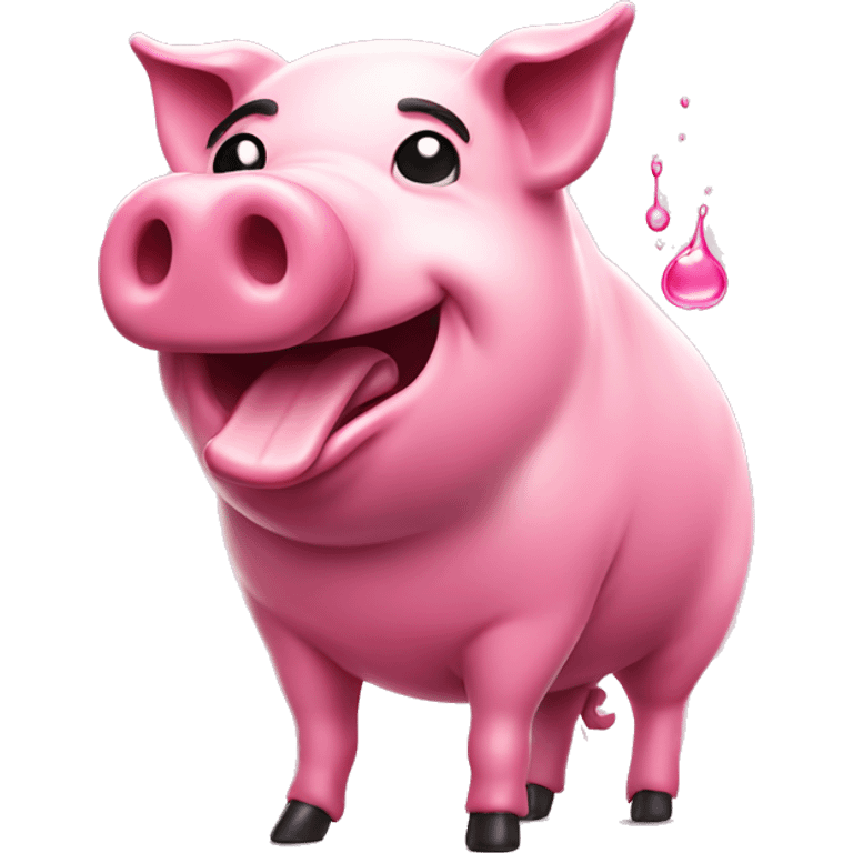 full body pink pig dripping with oil emoji