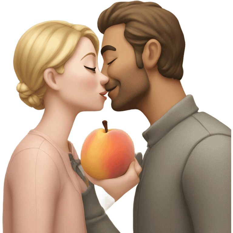 Man and peach kissing emoji