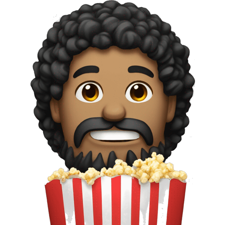 A man with black Beard and black hair eating popcorn emoji