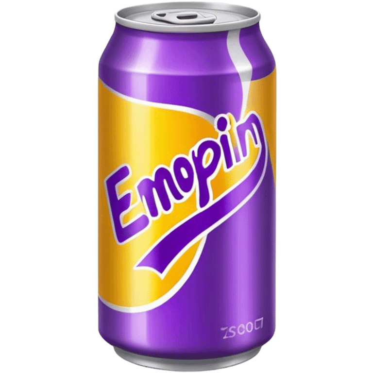 yellow soda can with purple name emoji