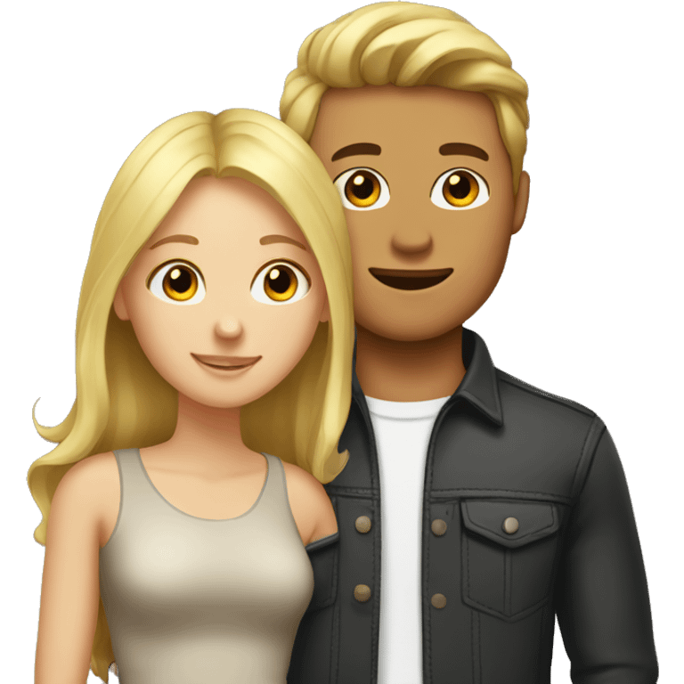 Blond headed boyfriend and brown haired girlfriend emoji