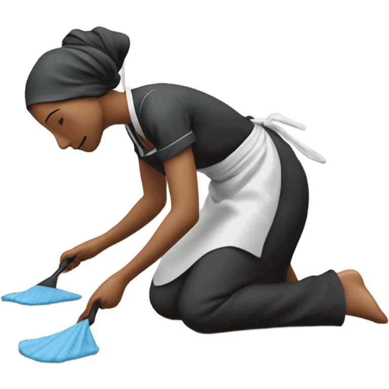 kitchen maid cleaning the floor by hand emoji