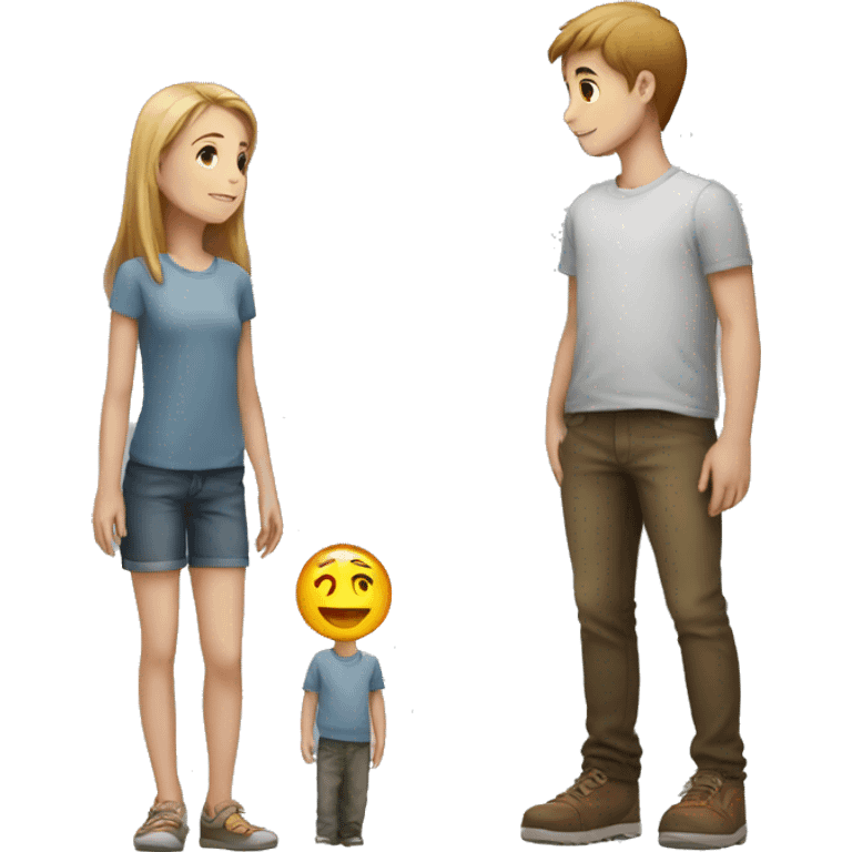 Long height boy looking at a short height girl emoji