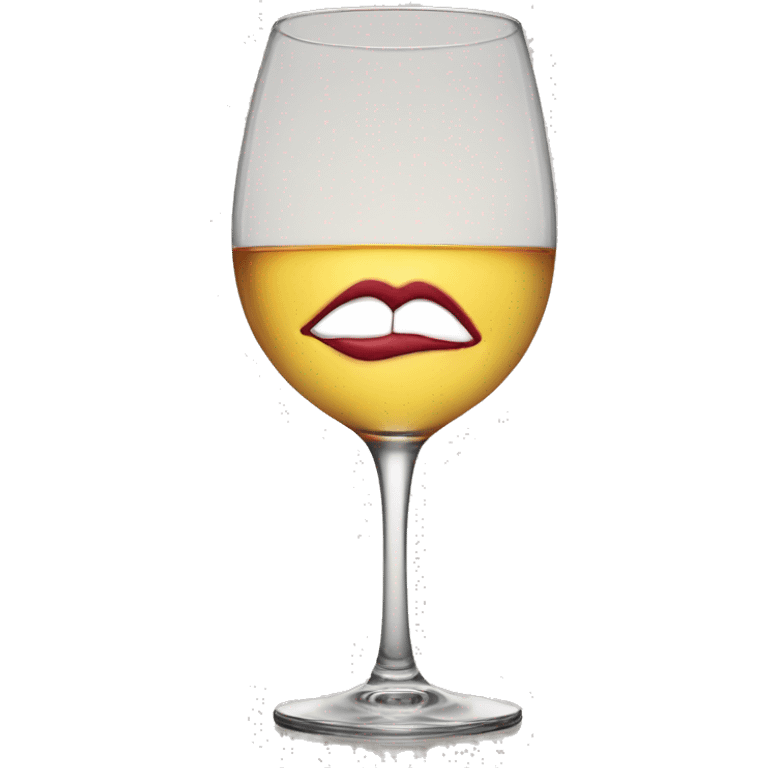 Wine glass with a kiss print on it emoji