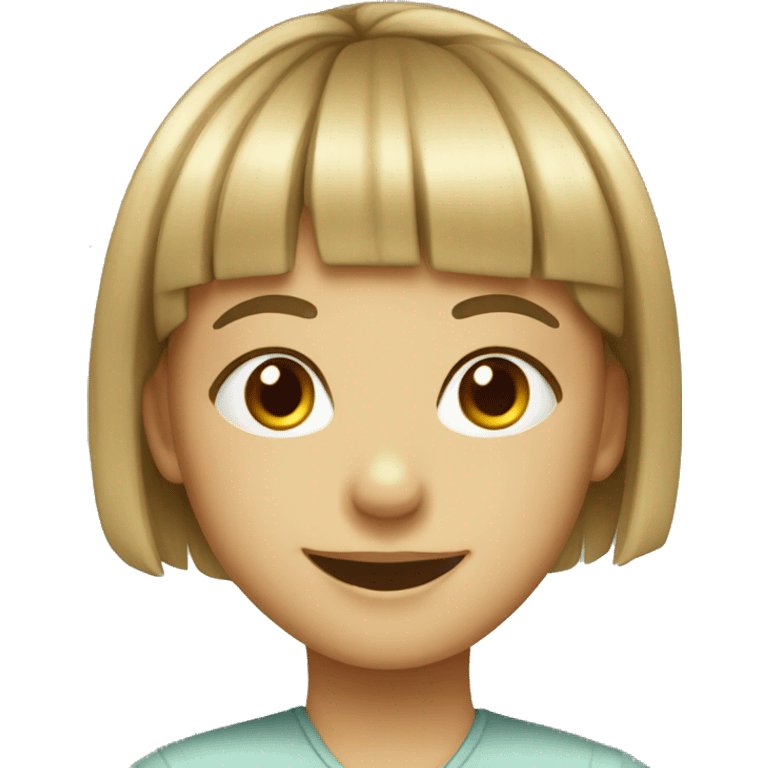 smiling girl portrait with bangs emoji