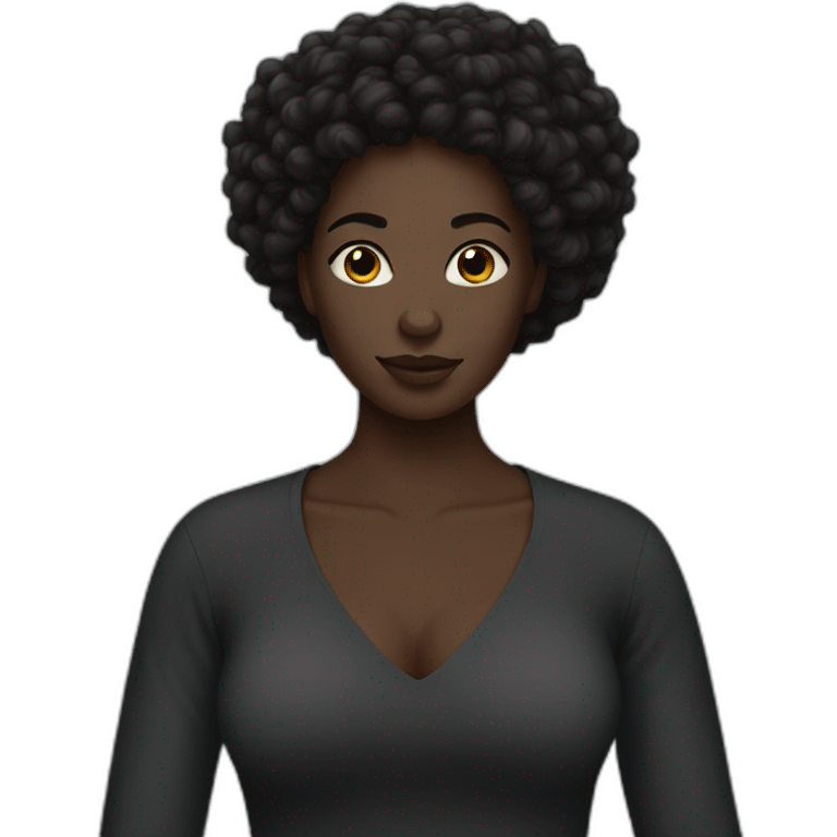 woman with black skin and natural hair african emoji