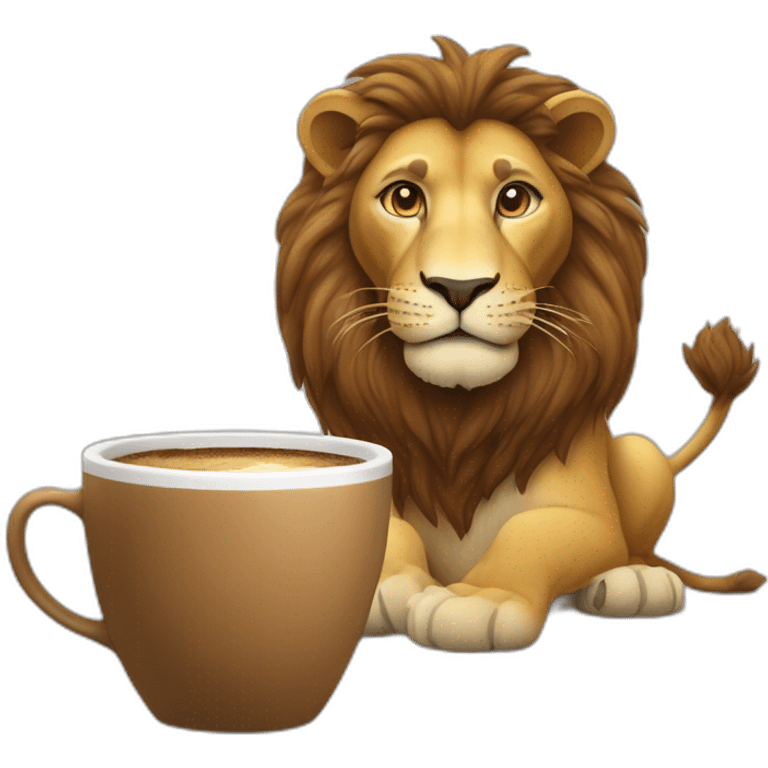 Un lion qui boit un café emoji