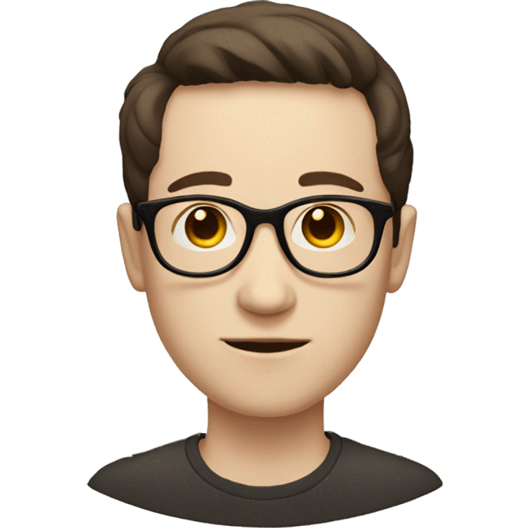 Pale man with dark brown hair with circle brown glasses emoji