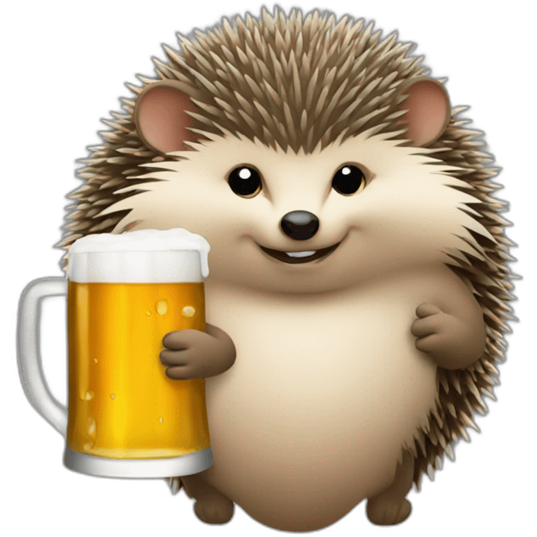 wild hedgehog drinks beer emoji