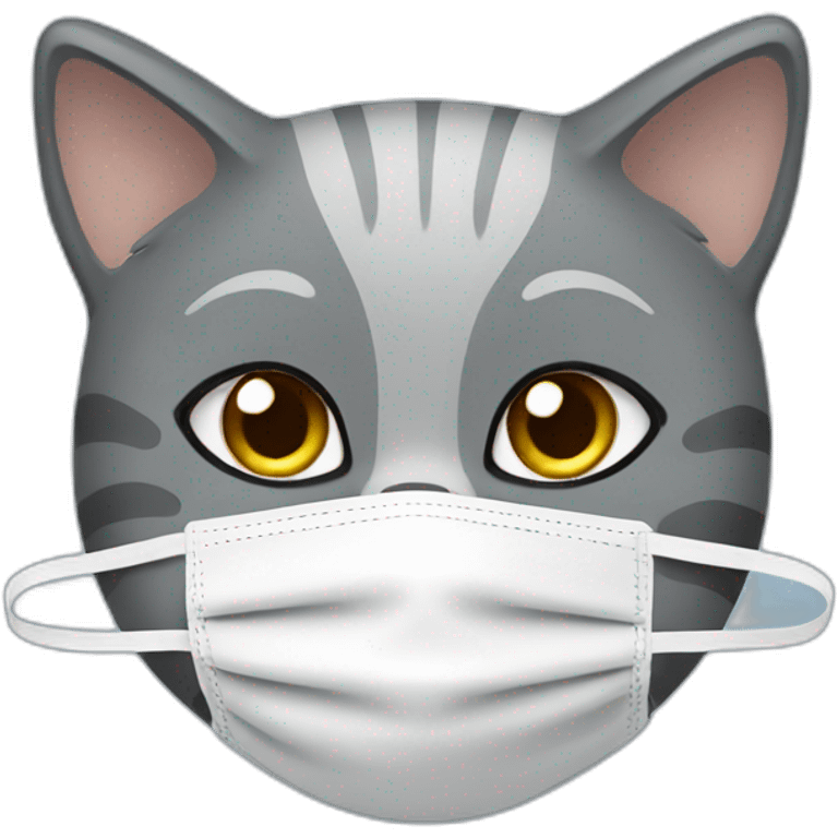 gray cat wearing a face mask emoji