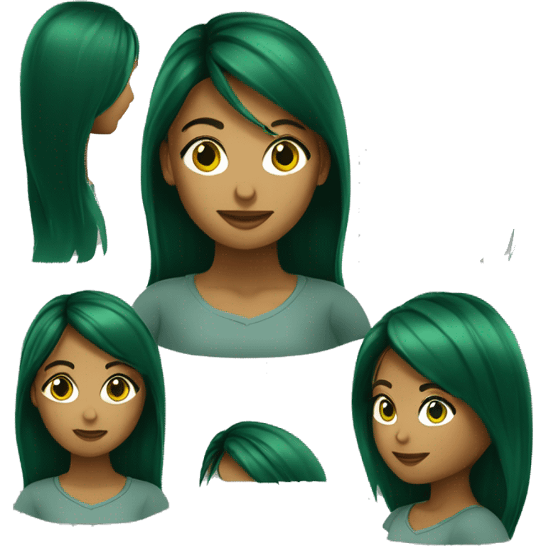 Mulher cabelo escuro liso médio olhos verdes  emoji