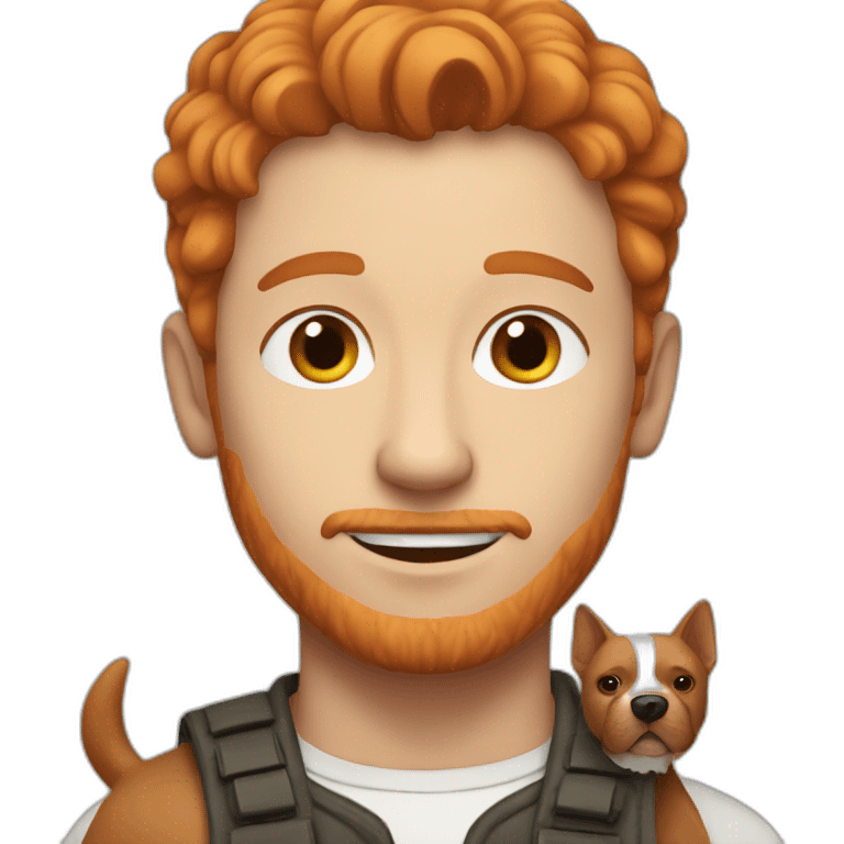 Red haired white man with brown dog emoji