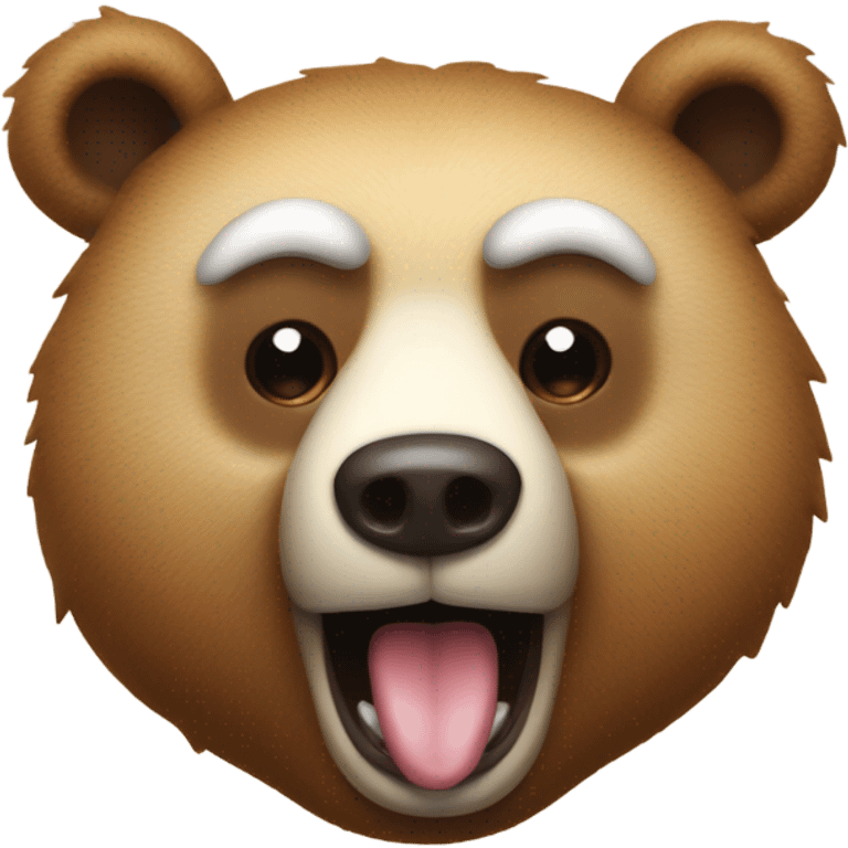 Hoho the bear sticking its tongue out looking gormless emoji