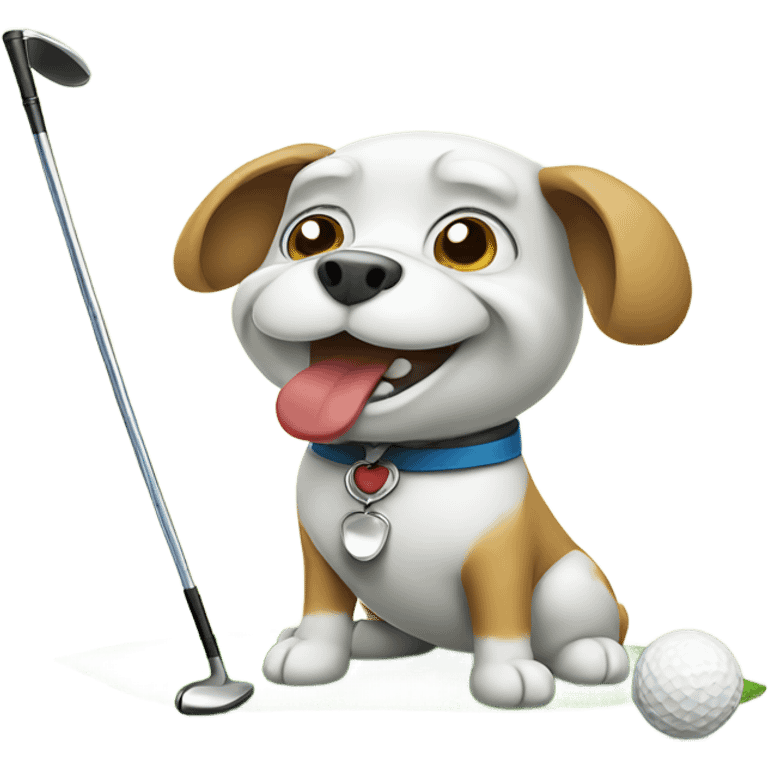 Dog playing golf emoji