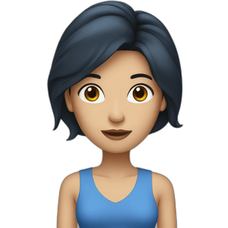 woman with long black hair wearing blue clothes emoji