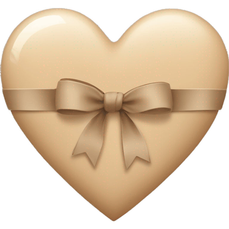 A beige heart with a little light-brown beige ribbon on it  emoji