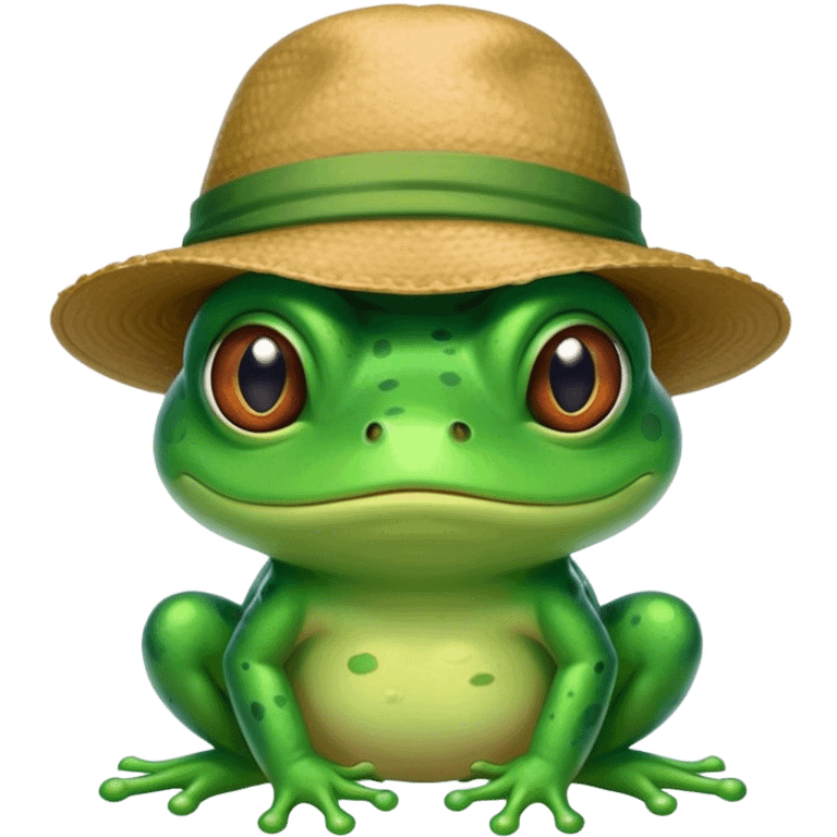 Sad frog with hat emoji