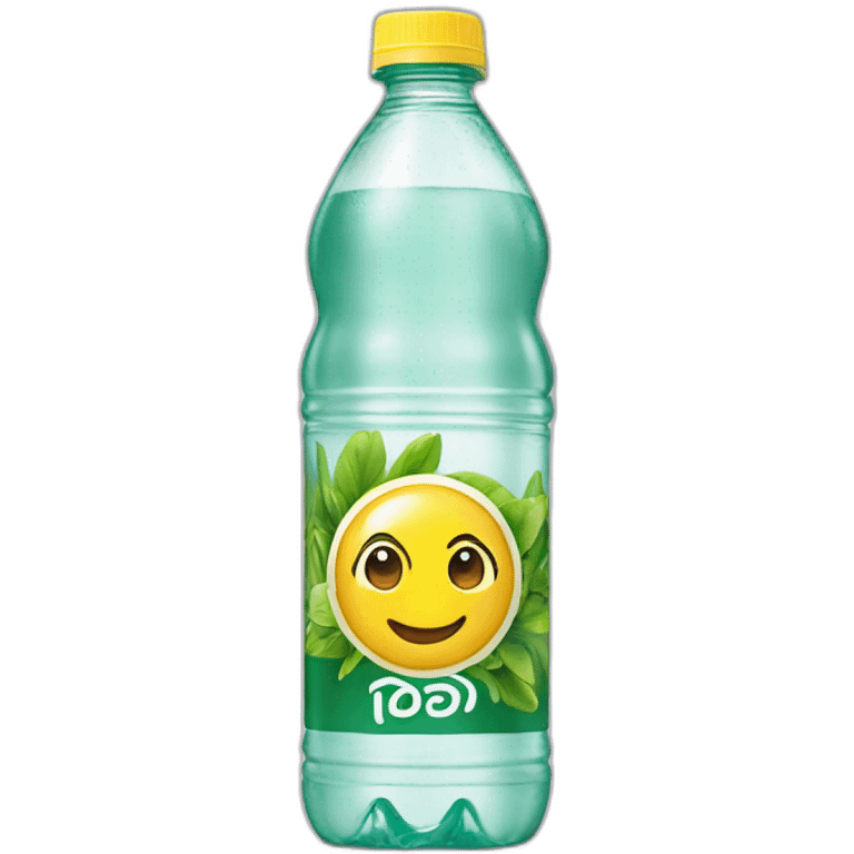 yellow liquid in a poland spring water bottle laying on it's side emoji