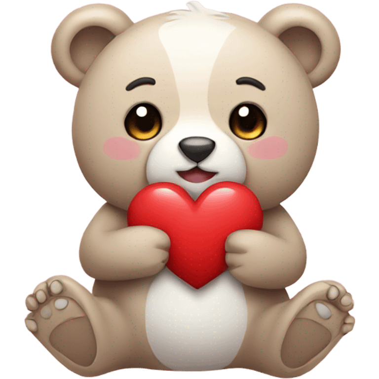 Cute bear holding a heart emoji