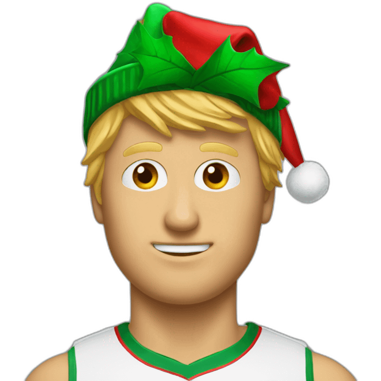 Larry Birds head with Christmashat emoji