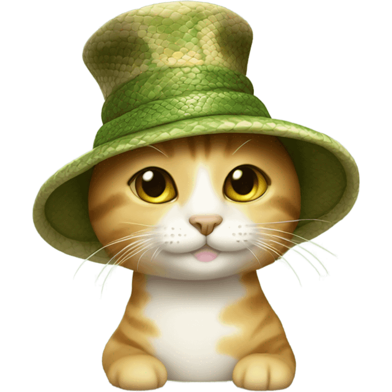 cute cat with a snake hat emoji