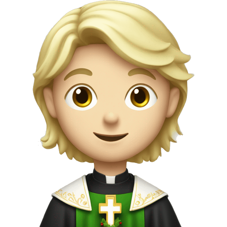 young, blond priest celebrating the holly mass emoji