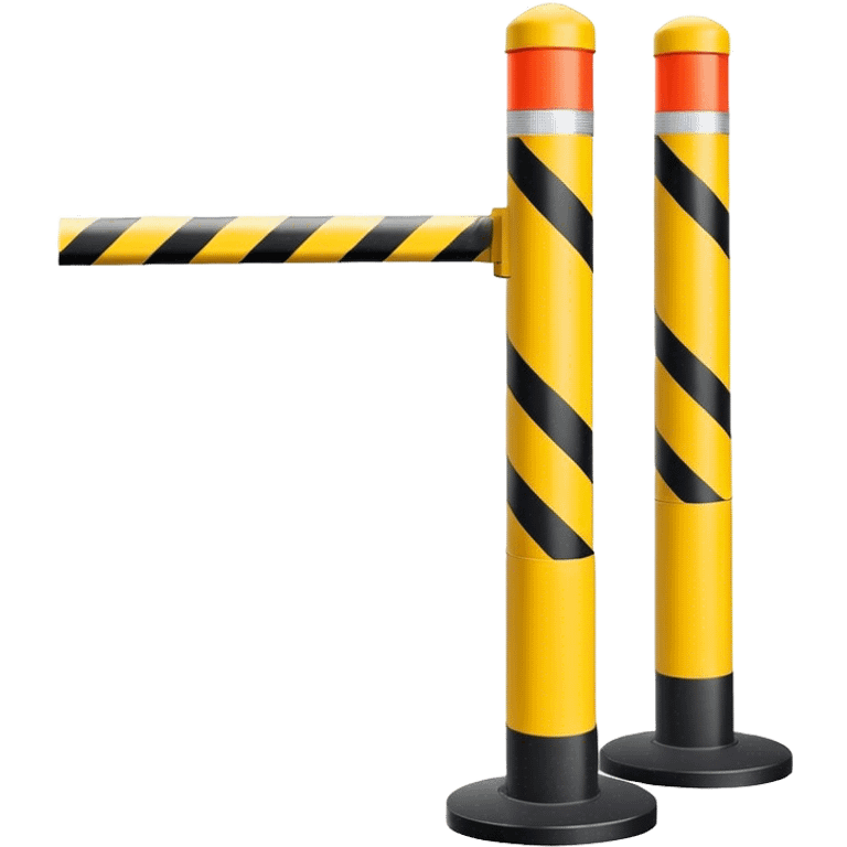 Two reflector-equipped traffic bollards with a caution tape stretched between them, marking a restricted or blocked area emoji