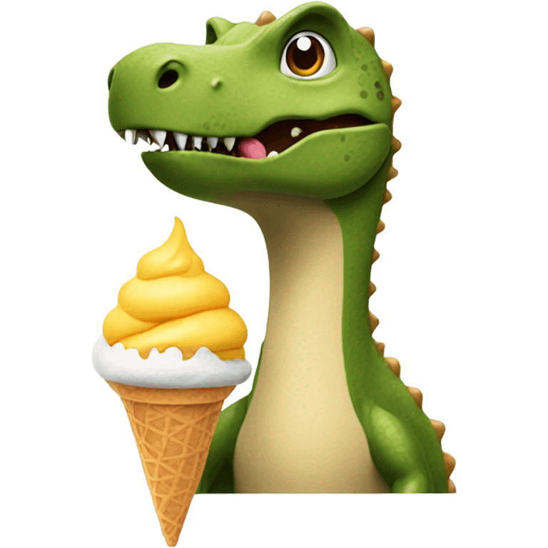 Dino with ice cream emoji