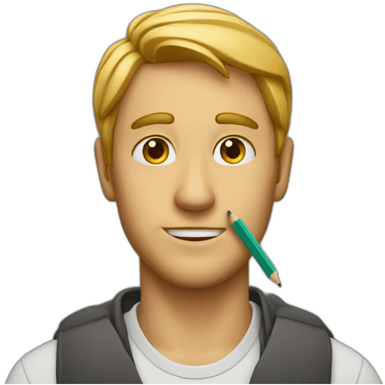 a man with a pencil behind his ear emoji