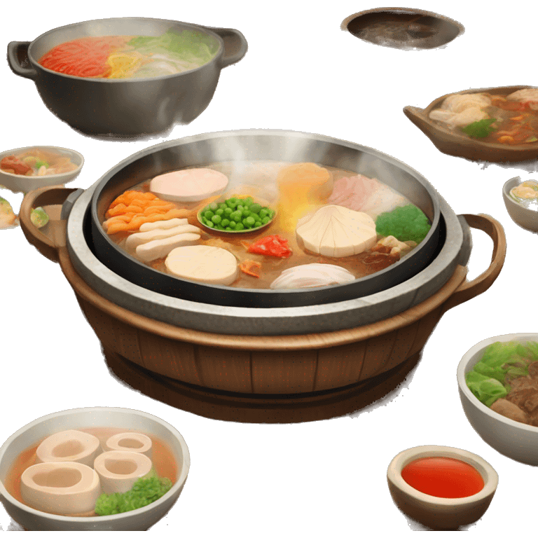 Hotpot inside of the table (very Chinese style) emoji