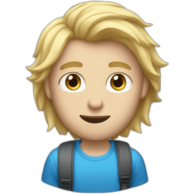 Male Student with panic blond hair blue eyes emoji