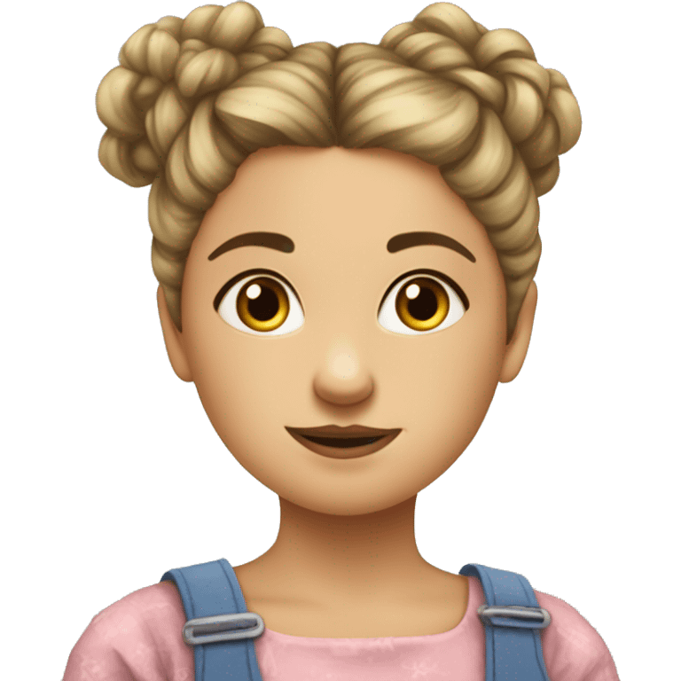 a girl with a messy bun with dress sitting down painting￼ emoji