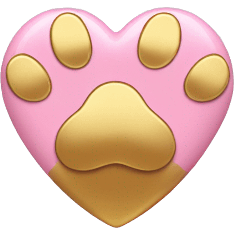 Gold heart with baby pink paw print  emoji