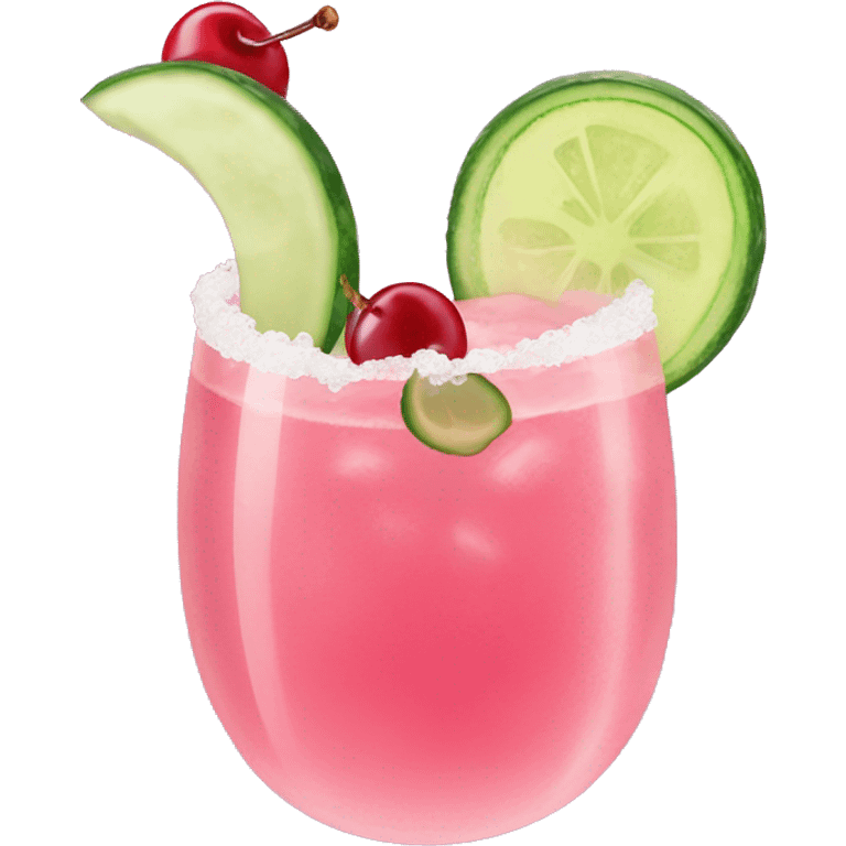 pink margarita with cucumber and cherries  emoji