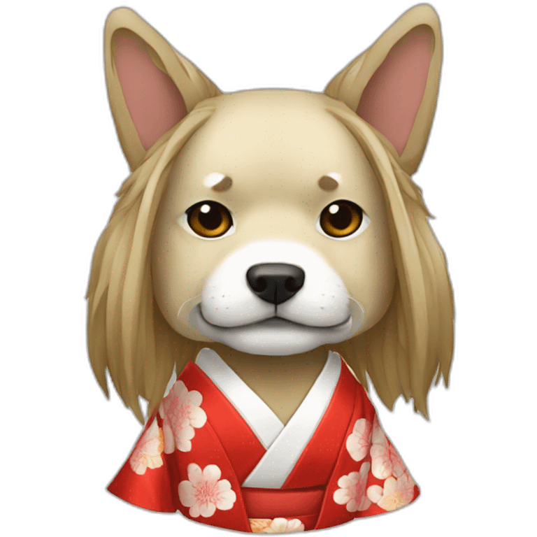 hot-guy-noh-dog-mask-longhair-japanese-kimono emoji