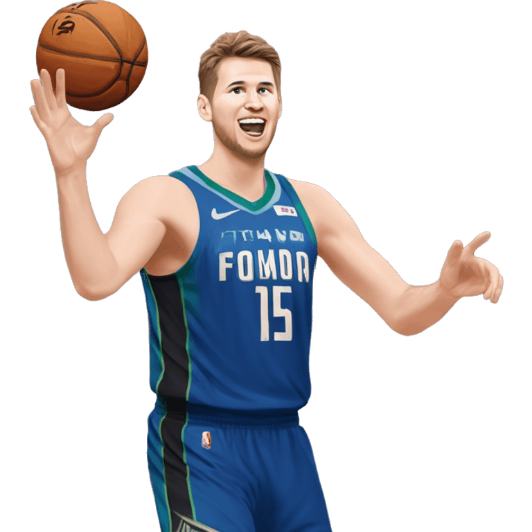 Luka Dončić shooting a three from Japan emoji