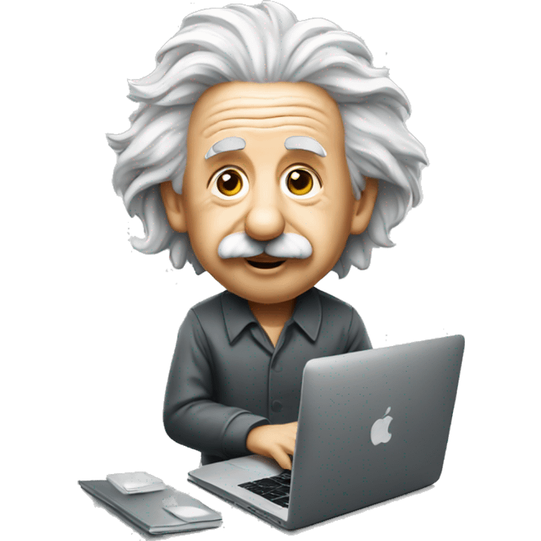 albert einstein with macbook emoji