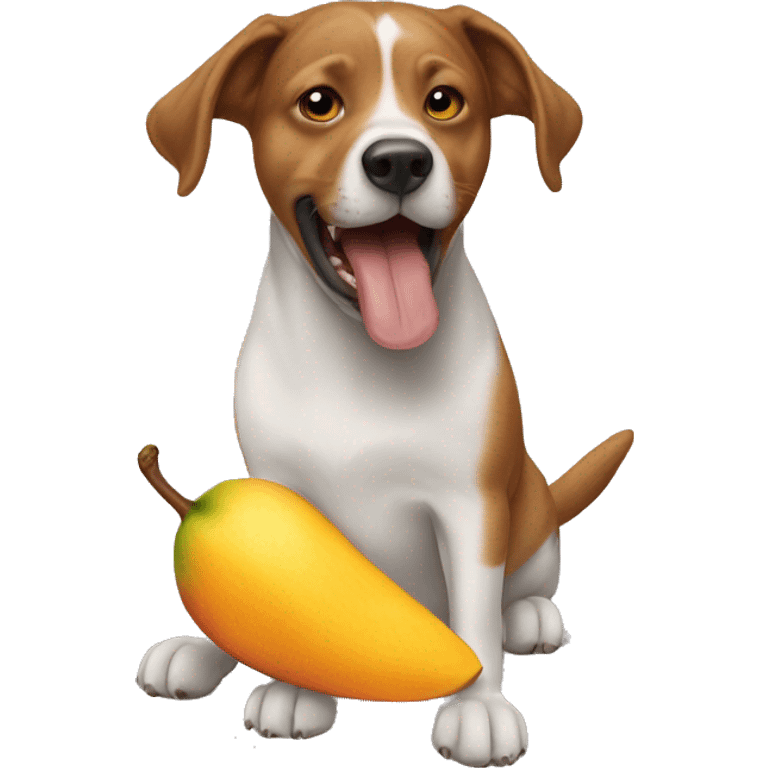 Dog sucking mango emoji