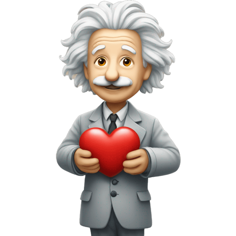 Albert Einstein holding a heart in his hand emoji