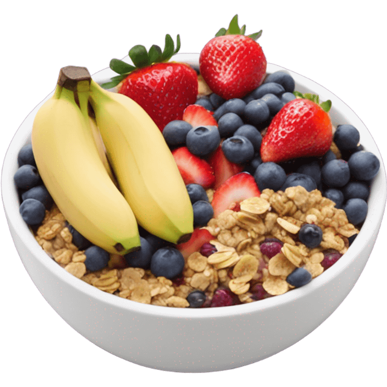 Açaí bowl with banana strawberry granola blueberries  emoji