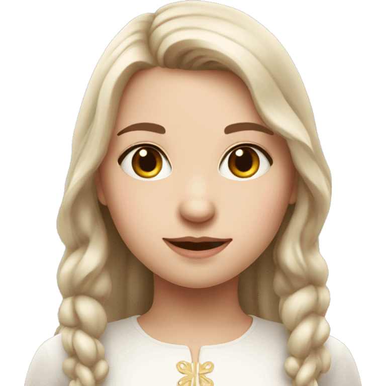 slavic girl with little smile, white skin and light PINK lips emoji