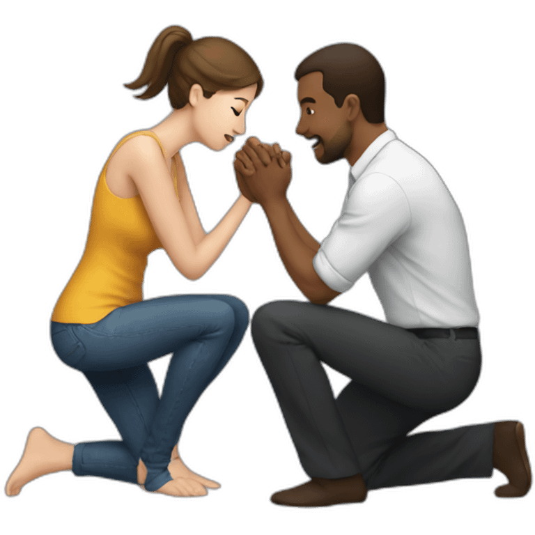 Woman on knees facing man emoji