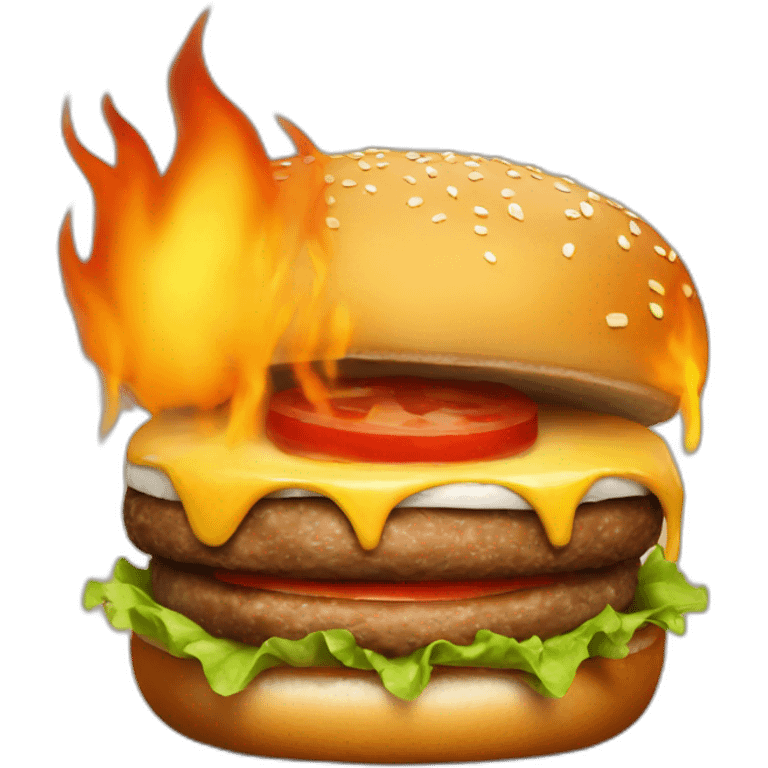 burger on fire emoji