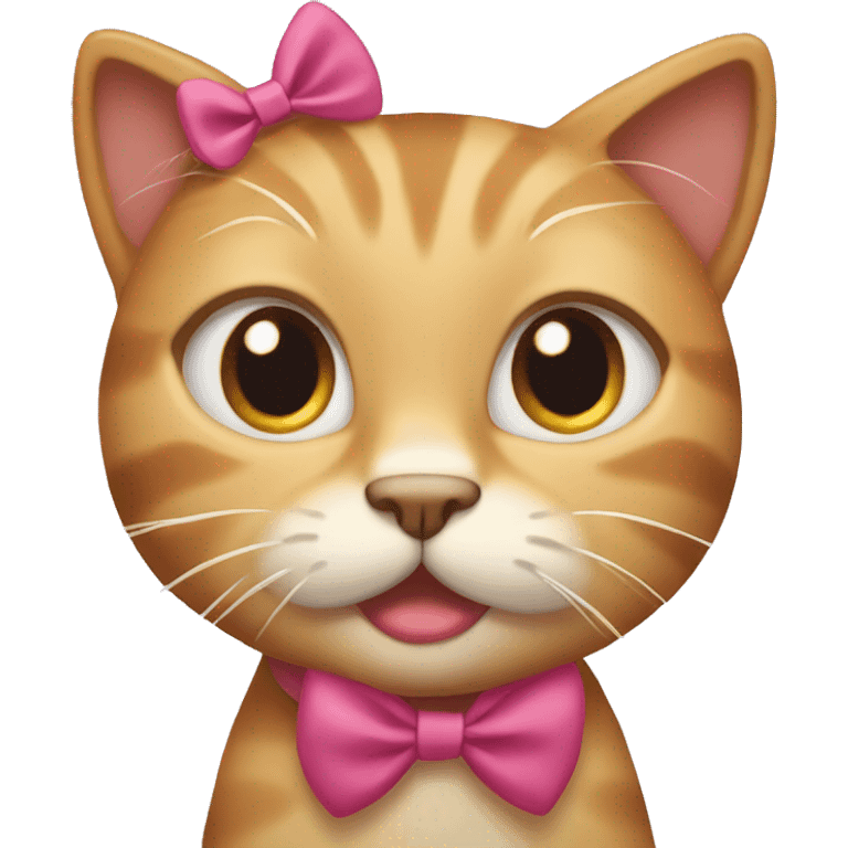 the cat is embarrassed, she has a bow on her head emoji