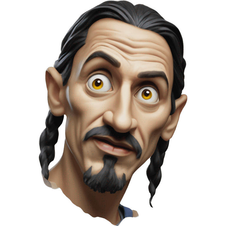 Warcraft award winning Zlatan in Oppenheimer style, oil paint, mysterious eyes, intricate lips, masterpiece pose, odd perspective, beautiful, desirable, logical emoji