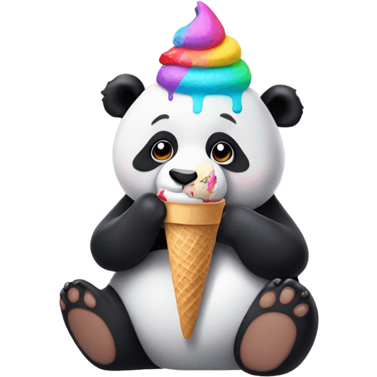 Panda eating ice cream emoji