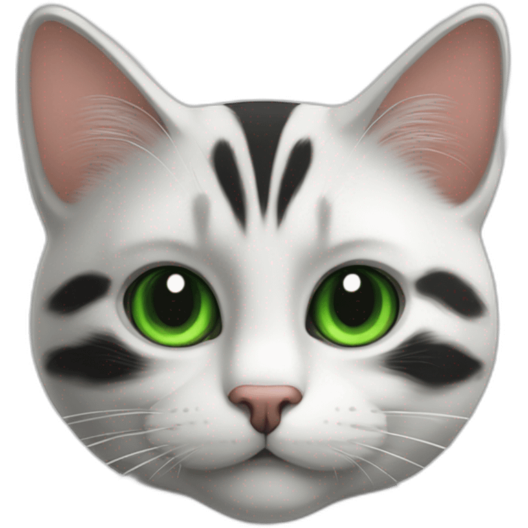 Un gros chat noir et blanc avec les yeux vert  emoji