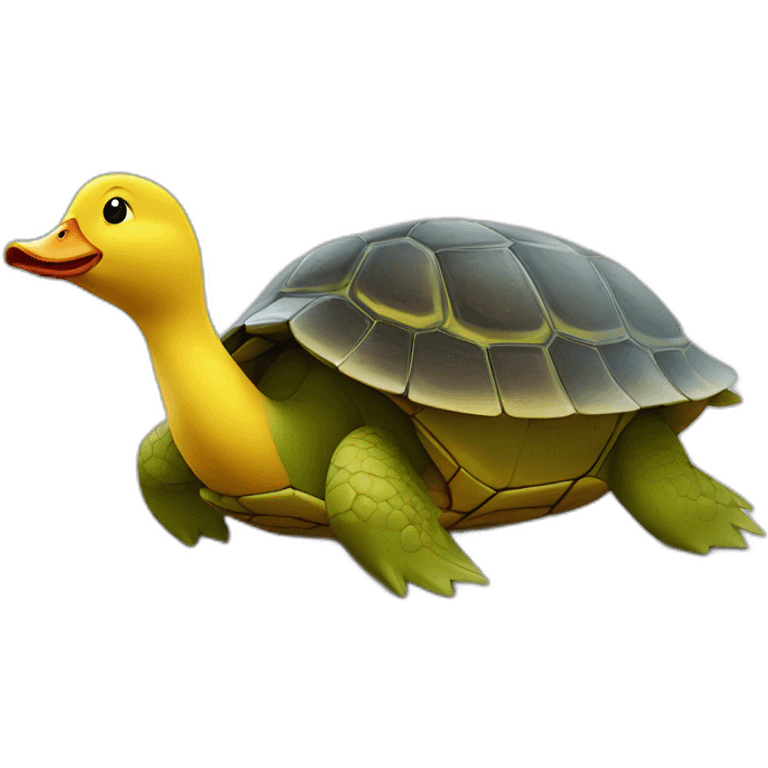 Canard sur une tortue emoji