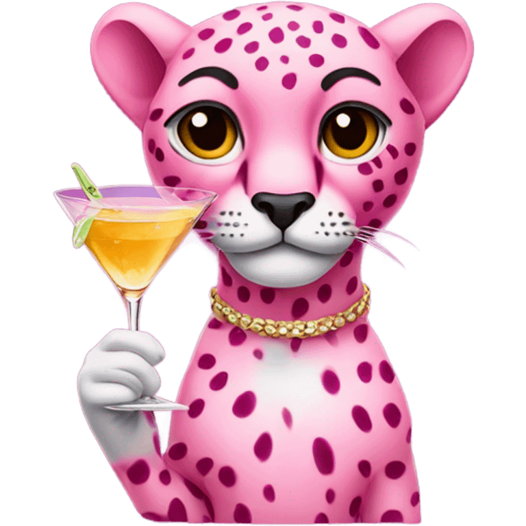 a pink cheetah holding a martini emoji