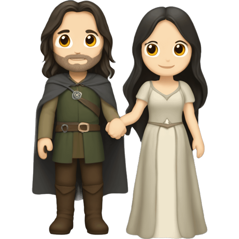 Aragorn holding hands with Arwen from Lord of The Rings emoji